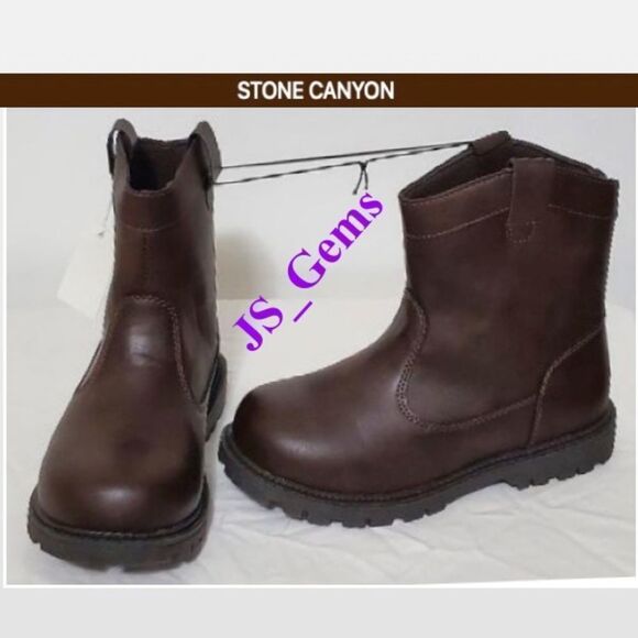 New Brown Boots Kid Boy Western Shoes - Picture 1 of 14